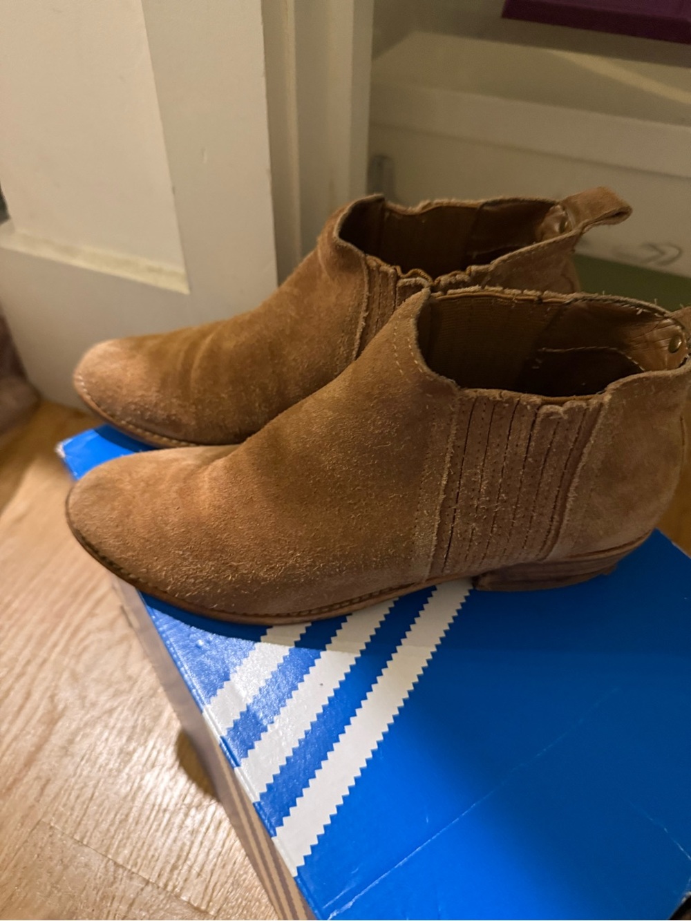 Steve Madden Tan Suede Chelsea Ankle Booties